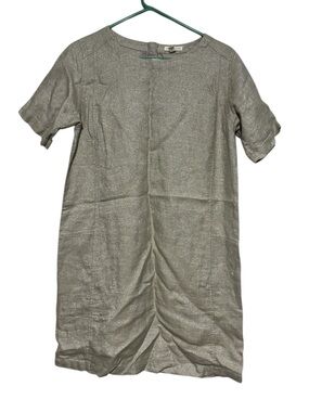 Eileen‎ Fisher Organic Linen Metallic Dress Size S Short Sleeve Beachy Summer
